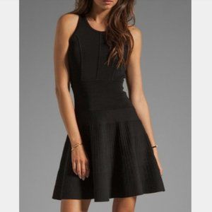 MILLY Textured Knit Black Skater Dress